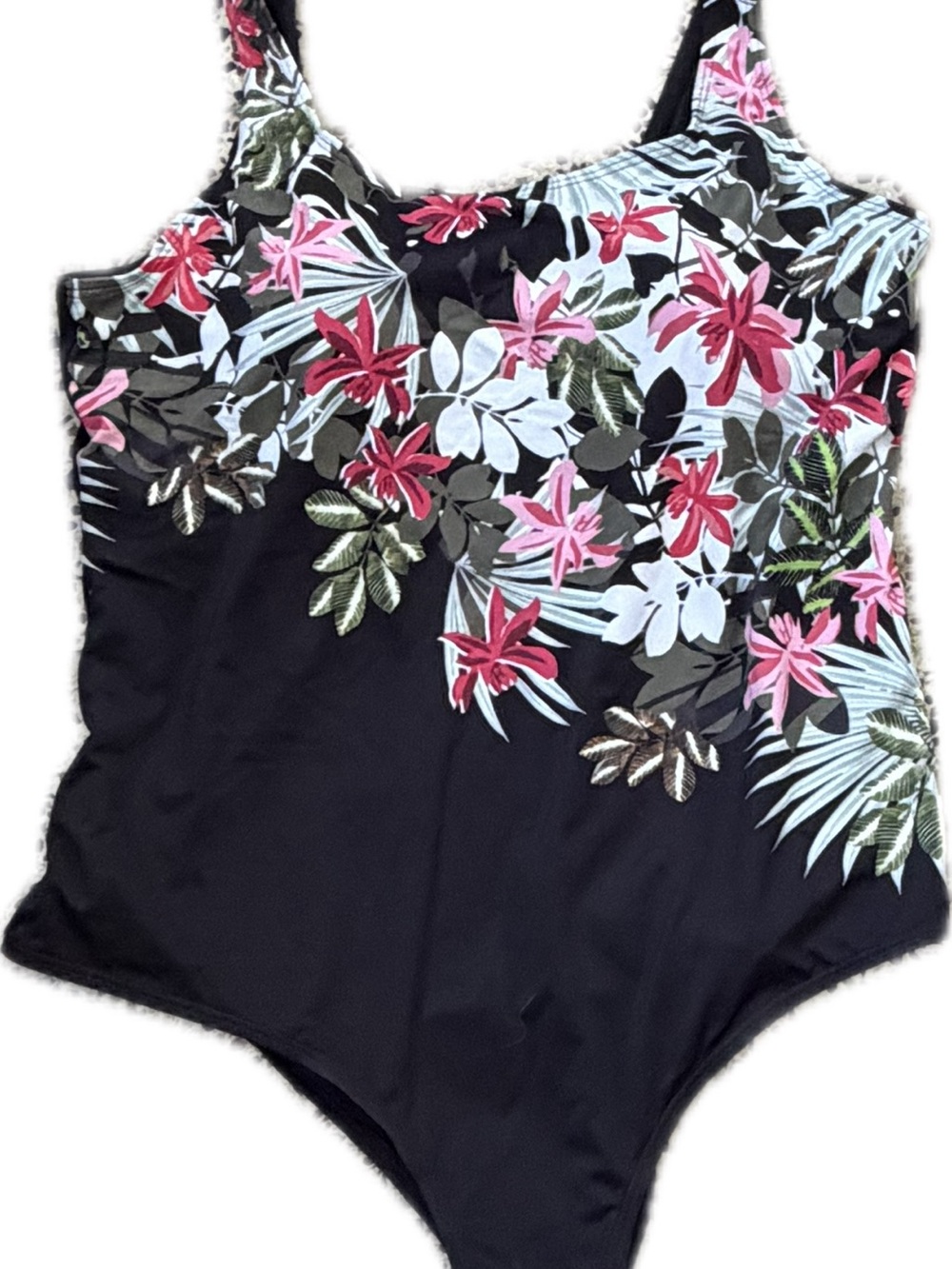 Black Floral One-Piece Swimsuit